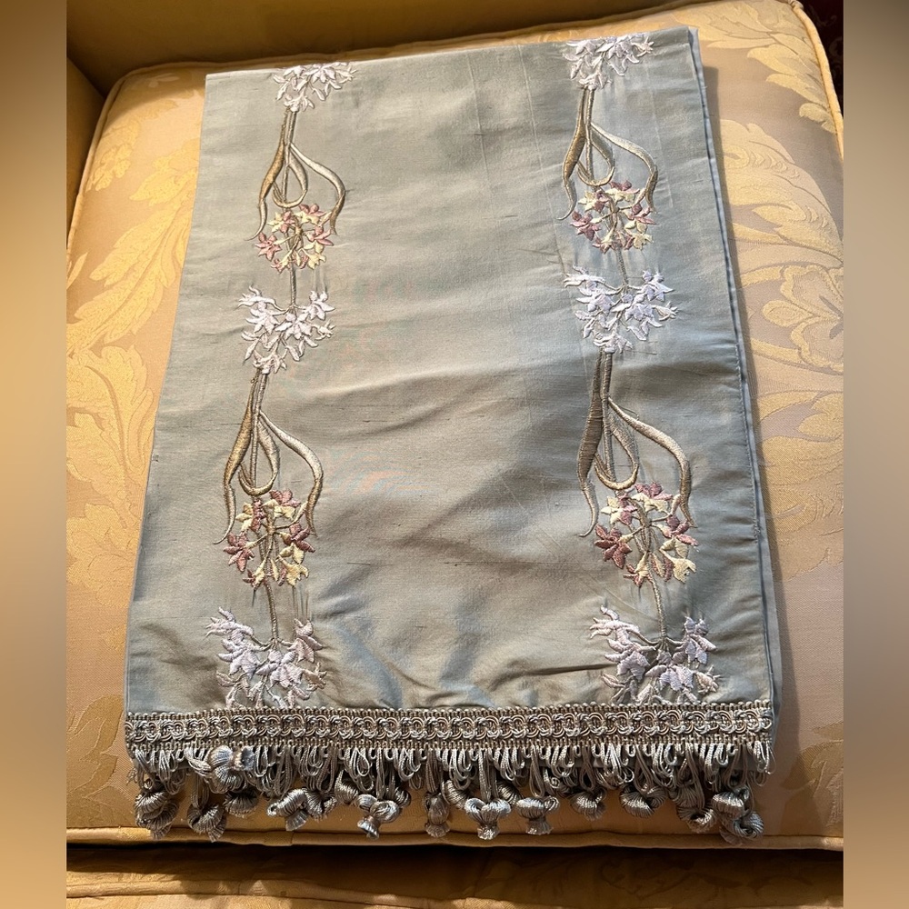 Embroidered Floral Table Runner with Tassels